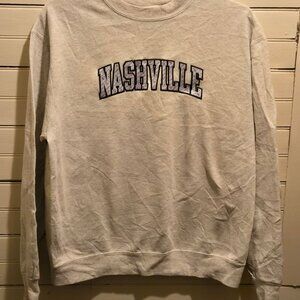 Champion Sweatshirt Mens L Nashville Crewneck Pullover Gray Embroidered Logo